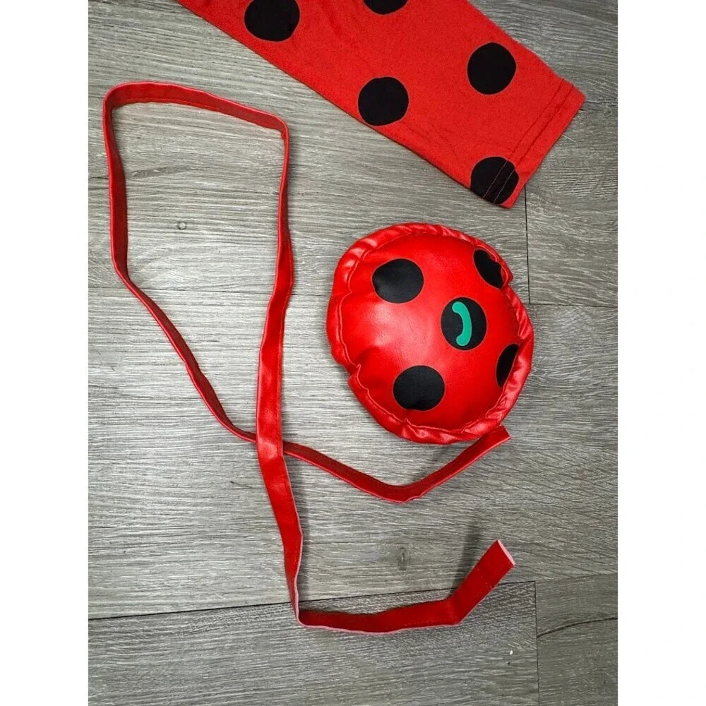 Kids XL Red Polka Dot Costume Full Set Halloween Cosplay Dress Up Outfit
